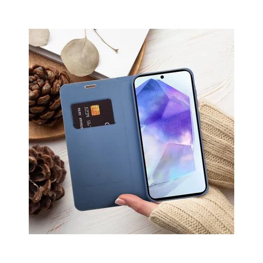 Samsung A05s kék könyvtok fém kerettel