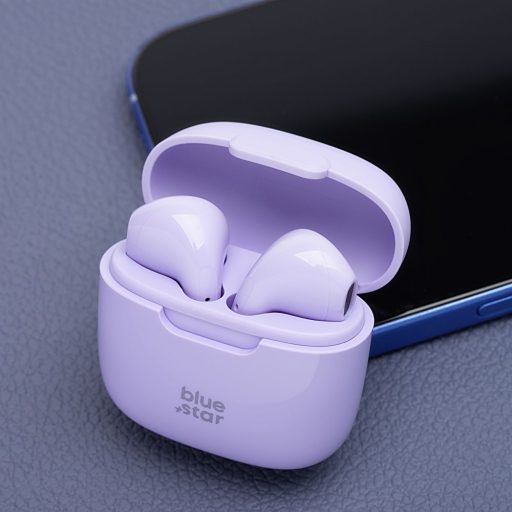 BLUE STAR wireless fülhallgató bluetooth-os lila színben