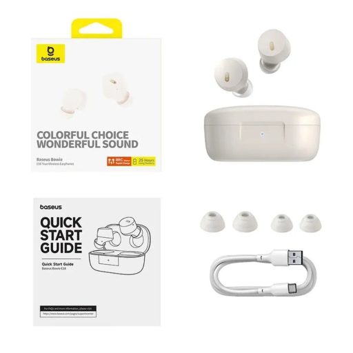 BASEUS wireless earphones bluetooth-os Fehér színben Bowie E18