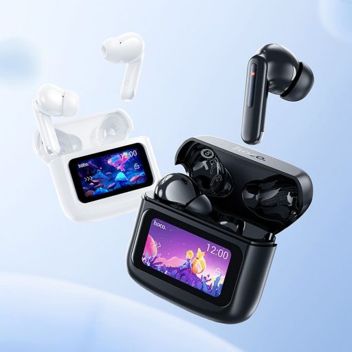 HOCO wireless headset bluetooth-os érintő kijelzővel fehér színben