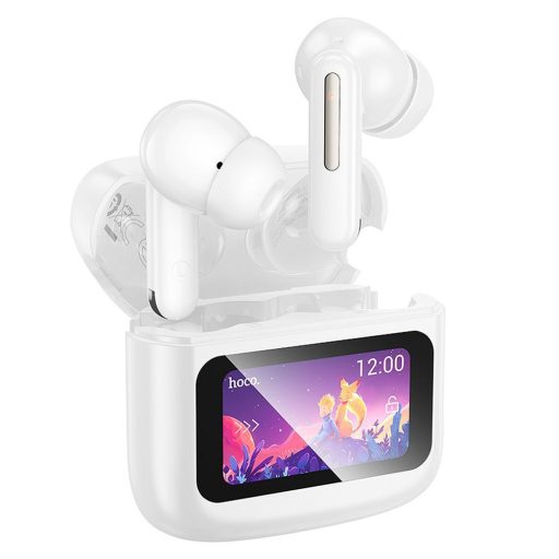 HOCO wireless headset bluetooth-os érintő kijelzővel fehér színben
