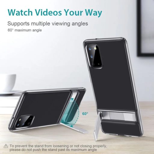 Samsung S20 Air Shield Boost átlátszó szilikon tok kihajtható tartóval