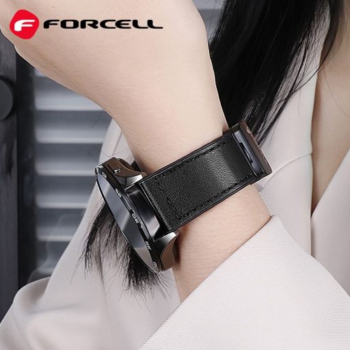 FORCELL F-DESIGN FS20 mágneses öko bőr szíj SAMSUNG órához 22 mm, fekete