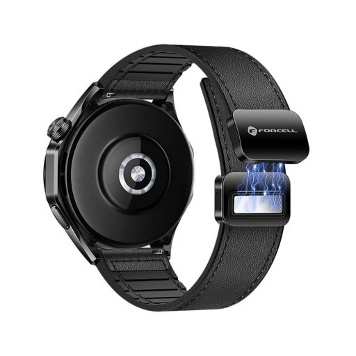 FORCELL F-DESIGN FS20 mágneses öko bőr szíj SAMSUNG órához 22 mm, fekete
