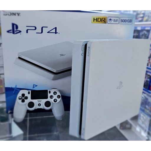 Playstation 4 500GB-os Slim fehér használt dobozos