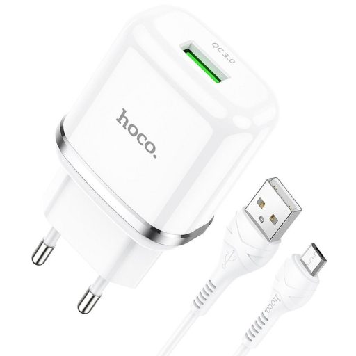 Telefontöltő Hoco USB A QC3.0 3A 18W + USB A - Micro USB