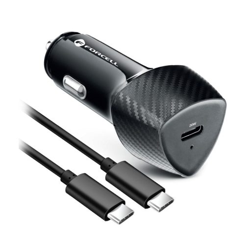 Forcell Carbon USB C 3.0 PD autós töltő 3A 20W+ USB C kábelfekete