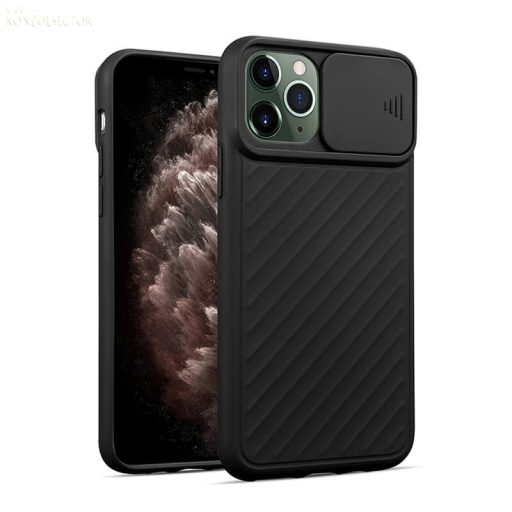 iPhone 11 Pro szilikon tok kamera védővel fekete