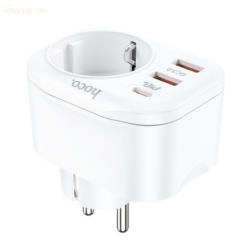 HOCO hálózati töltő adapter C típusú PD 20W + 2x USB QC3.0 NS3 fehér