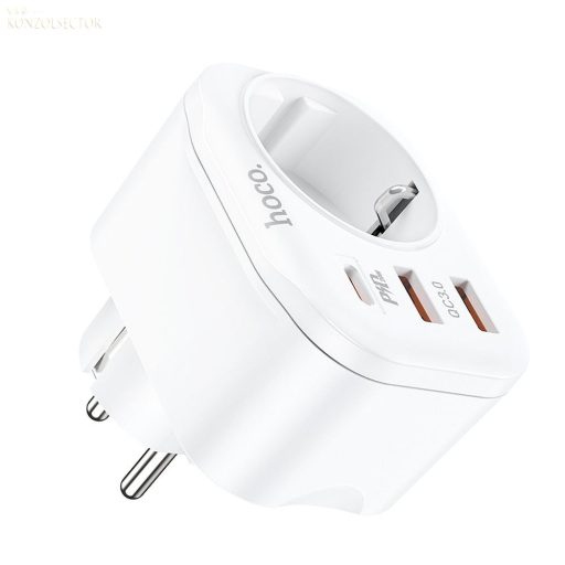 HOCO hálózati töltő adapter C típusú PD 20W + 2x USB QC3.0 NS3 fehér