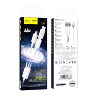   HOCO 3in1 töltőkábel USB A - Lightning / Micro USB / Type C 2A X74 1m fehér