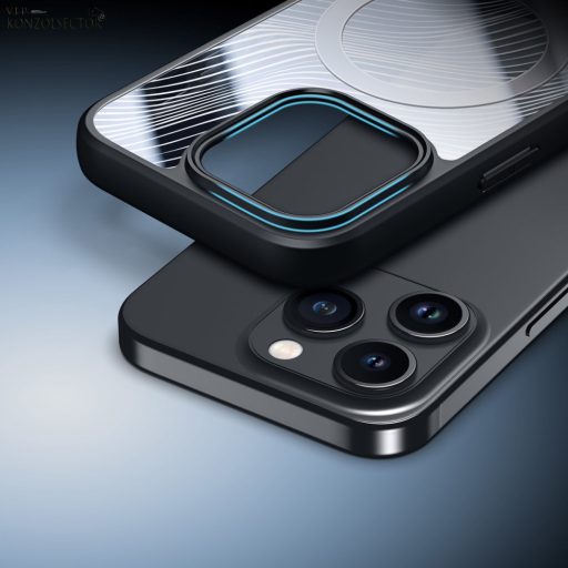 Iphone 15 Pro Prémium átlátszó magsafe tok Fekete kerettel