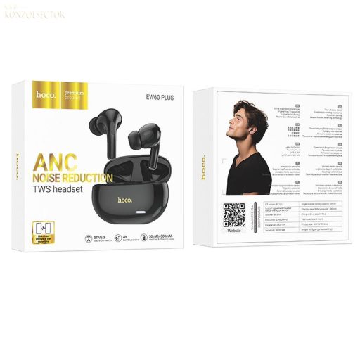 HOCO Norman TWS EW60 Plus ANC vezeték nélküli bluetooth sztereó fejhallgató fekete