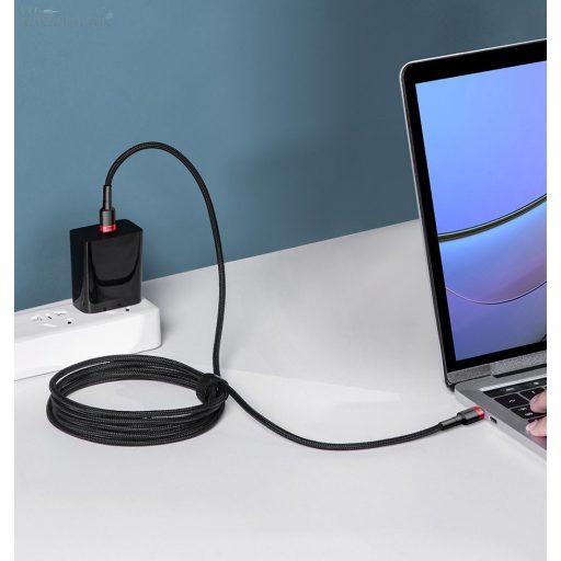 Baseus Type-C - Type-C fekete-szürke szövet adatkábel 2m 5A