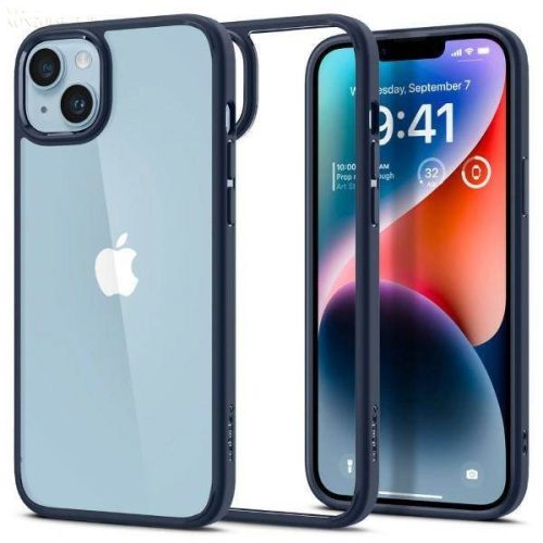 Spigen ULTRA HYBRID IPHONE 14 átlátszó tengerészkék kerettel