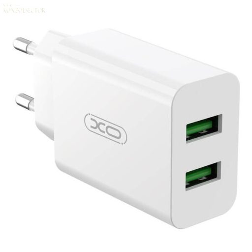 XO L119 hálózati töltő adapter 2 x USB-A + Lightning kábel, 18W, fehér